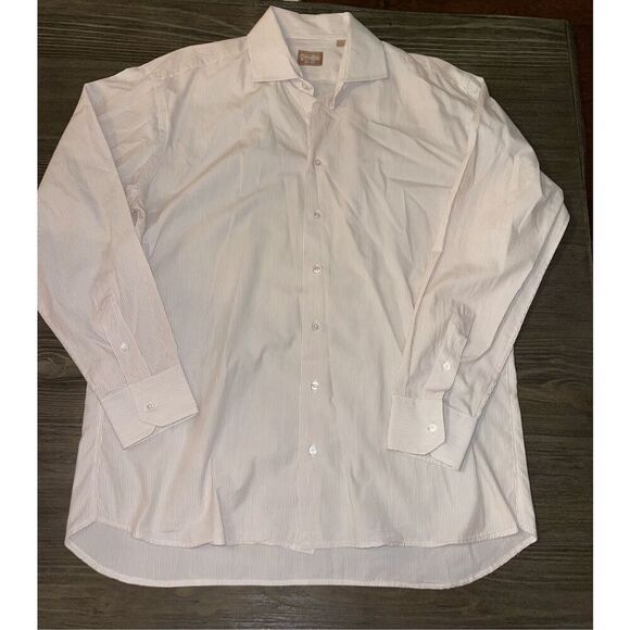 Gitman Bros Vtge Cambridge Oxford Brown Stripe Button Down USA Mens 17.5/35 Shir - Picture 1 of 4